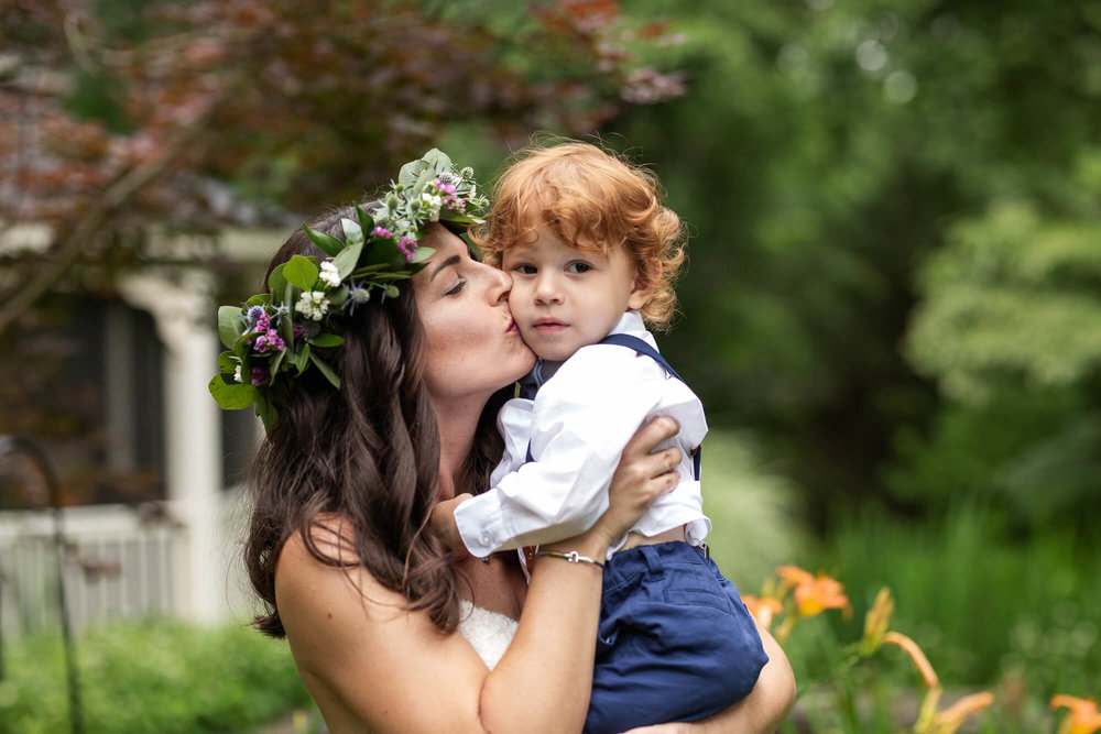 Rustic Wedding in South New Jersey | Bride with Little Boy