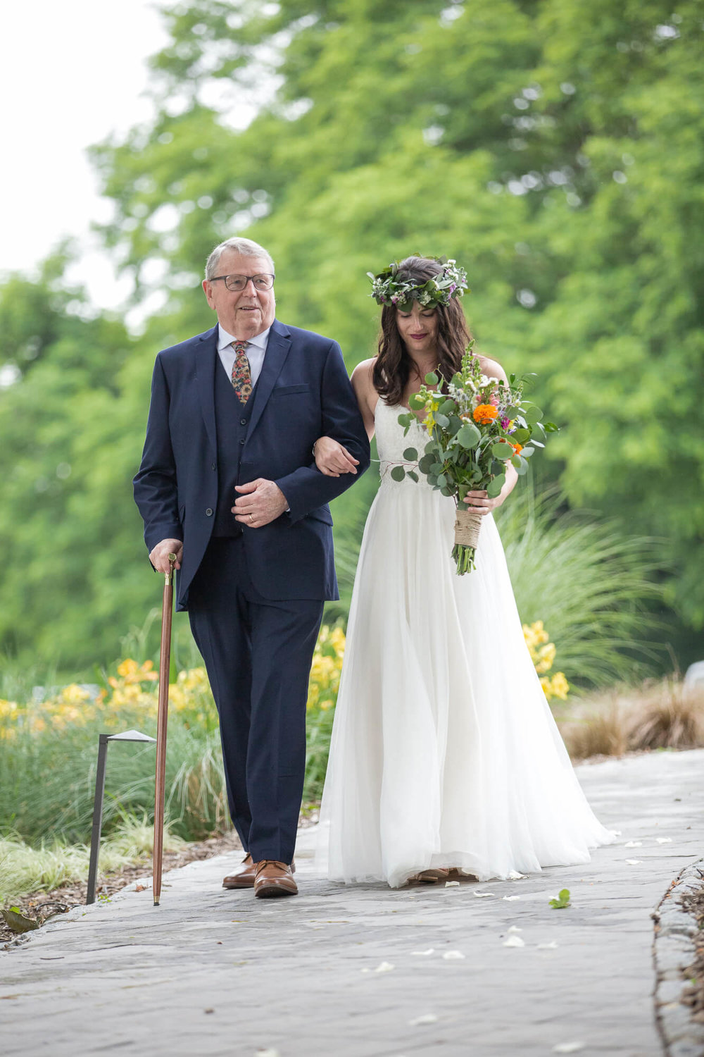 Rustic Wedding in South New Jersey | Bride walking down the aisle