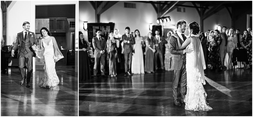 Willow Creek Winery wedding. Rustic fall wedding. Bride and groom entrance. Bride and groom first dance.