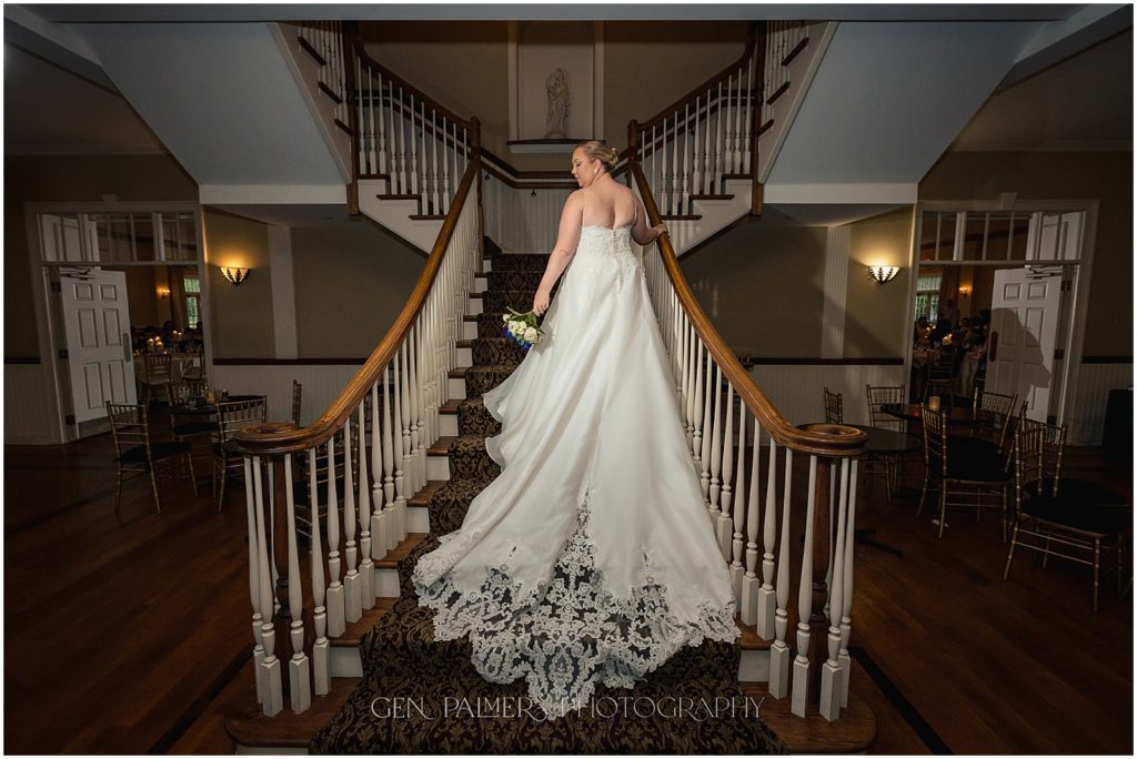 Belle Voir Manor Wedding Bride on Staircase