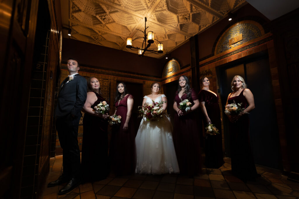 Bride and wedding party at Kimpton Hotel Palomar in Philadelphia