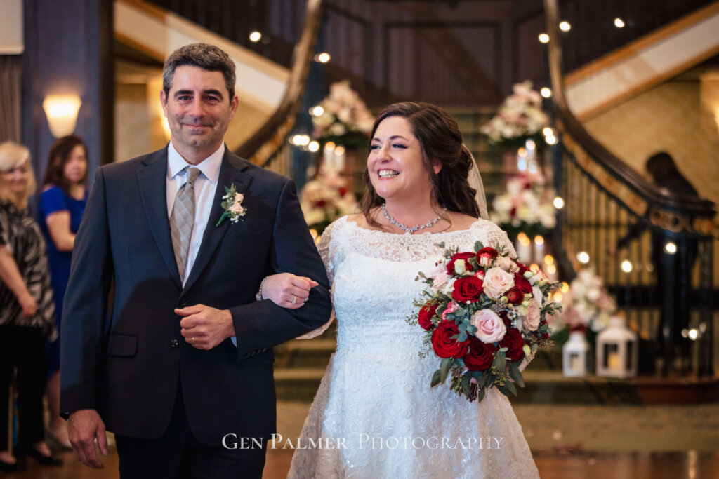 Luxurious Wedding in South New Jersey | Bride walking down the aisle
