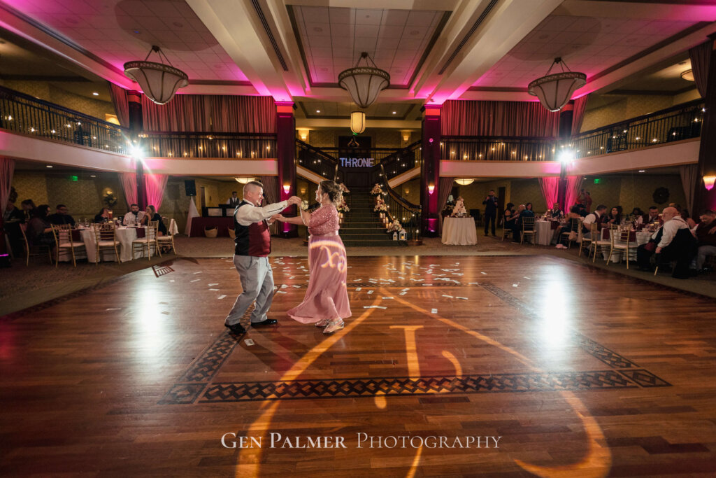 Groom dancing at the reception in Collingswood Grand Ballroom