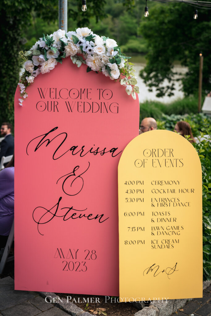Summer Wedding at the Estate at Eagle Lake Ceremony Signs