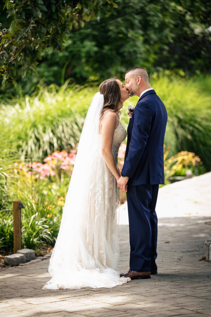 Tent Wedding in South New Jersey | First Look Kiss