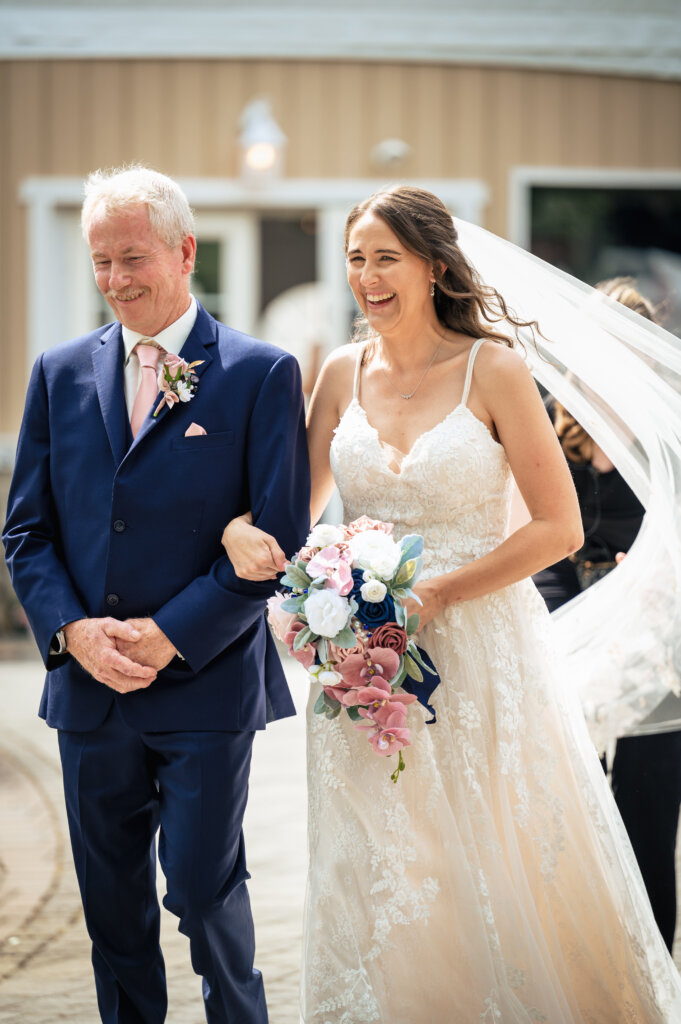 Tent Wedding in South New Jersey | Bride Walking down the Aisle