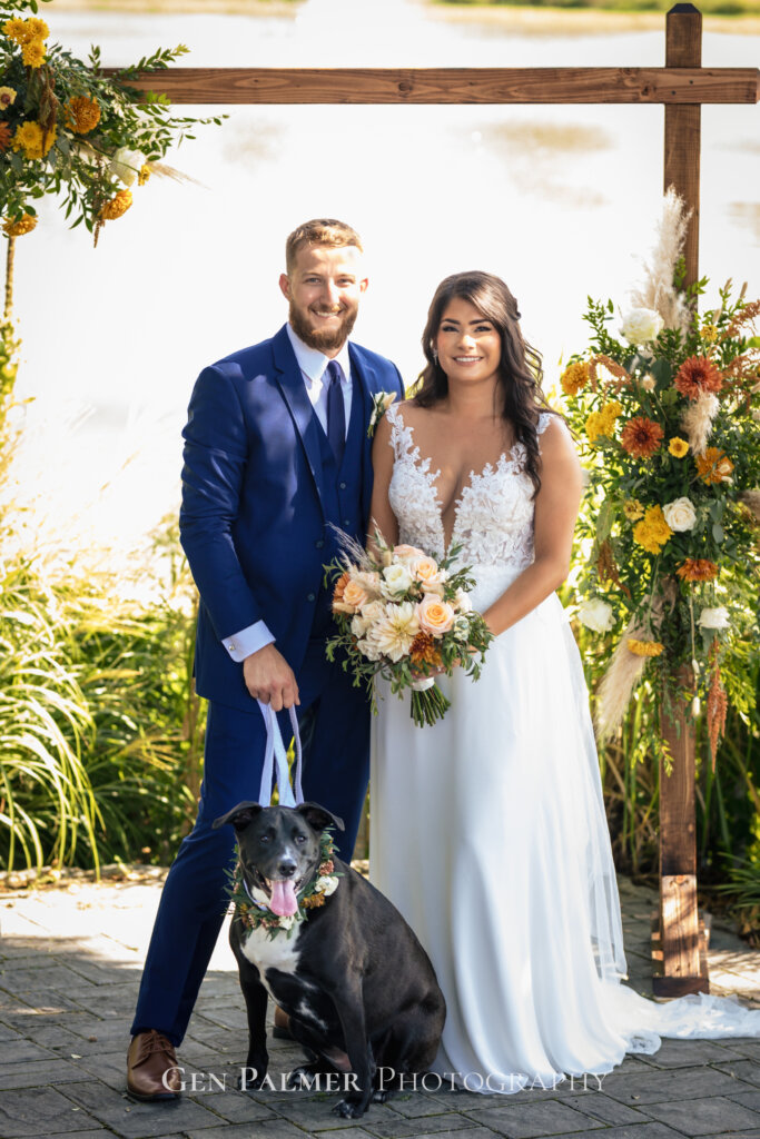 Rustic Wedding in South New Jersey | Bride & Groom with dog