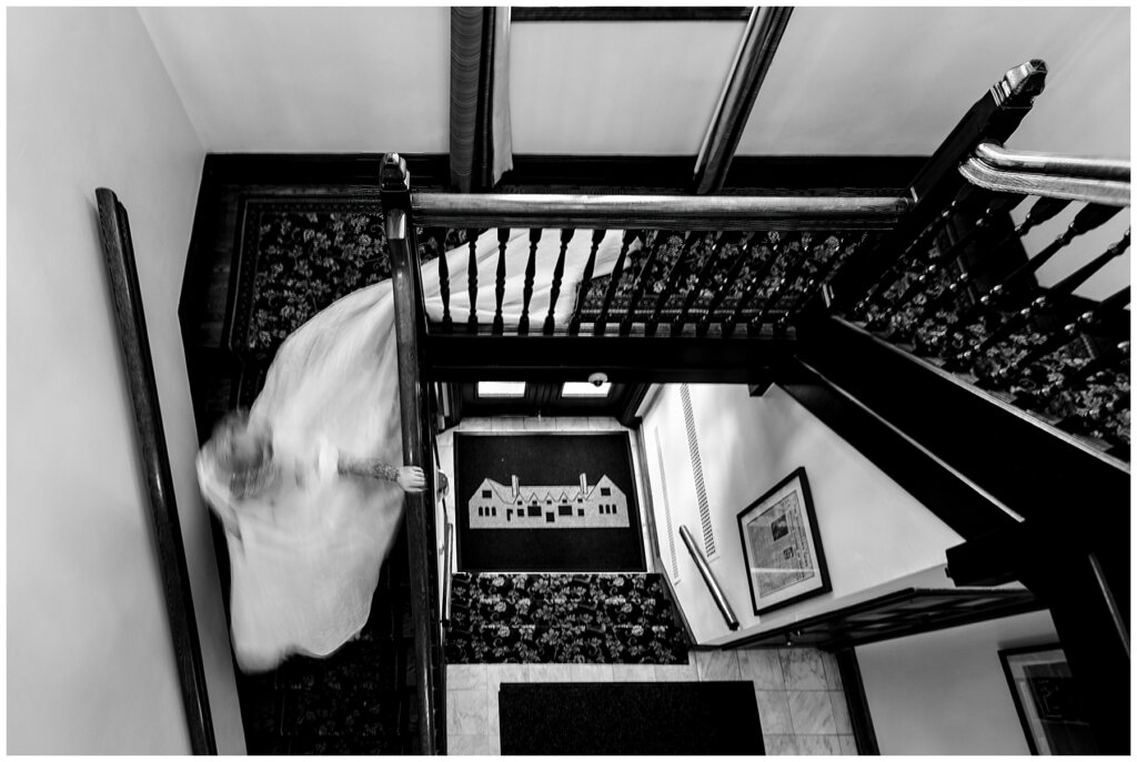 Bride walking down the stairs