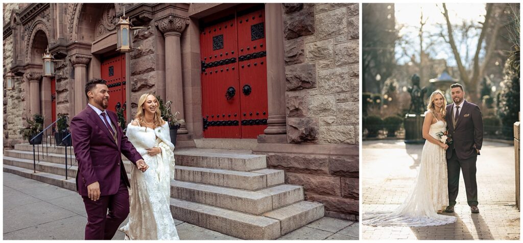 Bride and groom portraits near Rittenhouse Square, Philadelphia