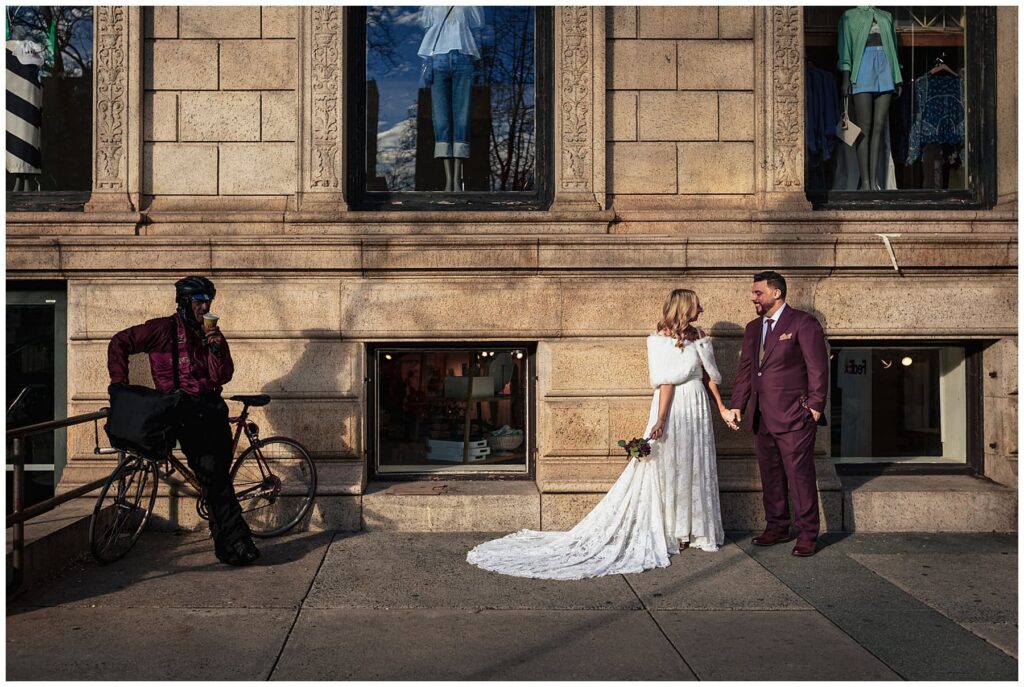 Bride and groom portraits near Rittenhouse Square, Philadelphia