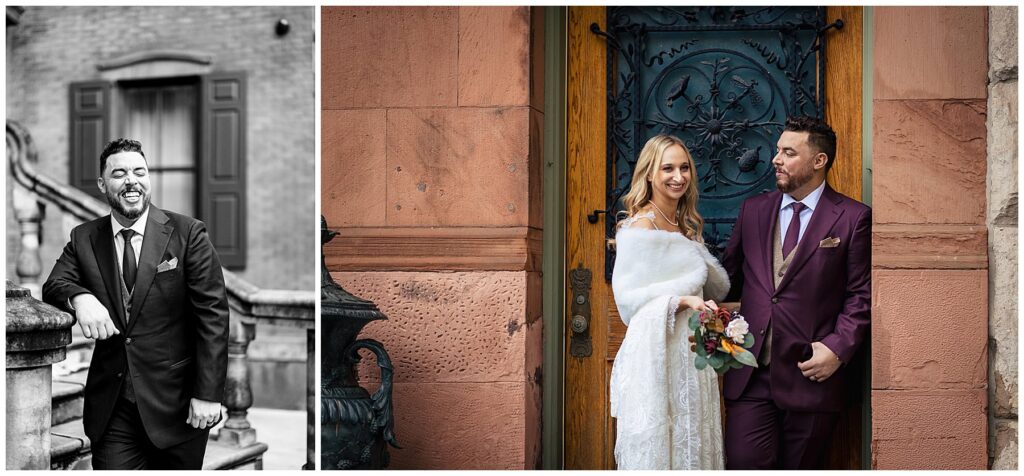 Bride and groom portraits near Rittenhouse Square, Philadelphia