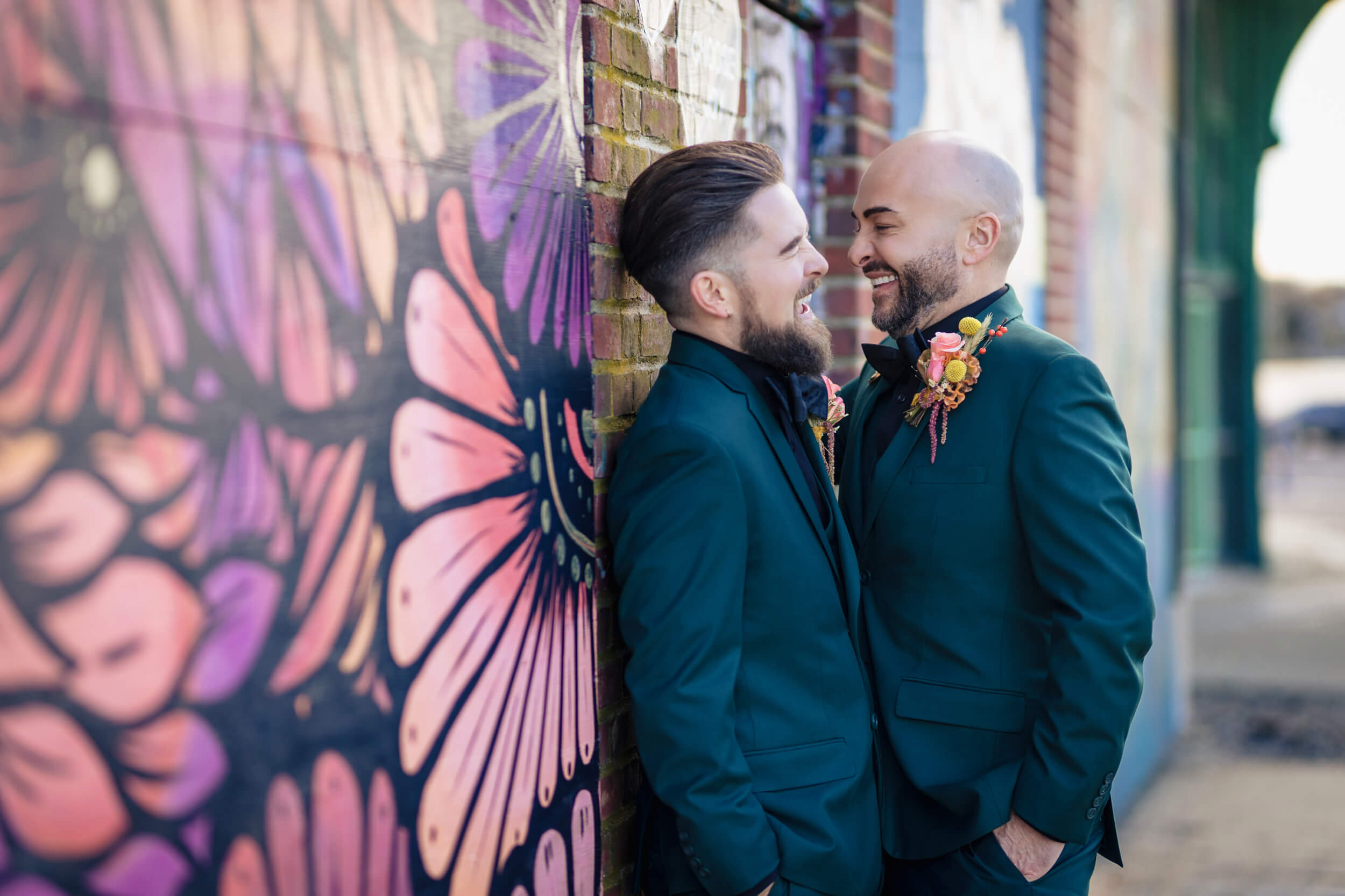 Porta Asbury Park LGBTQ Wedding Couple on Boardwalk by mural