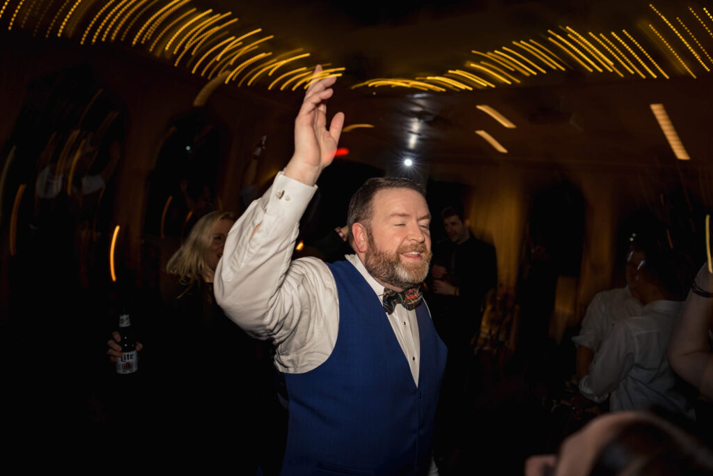 Groom dancing at Aldie Mansion