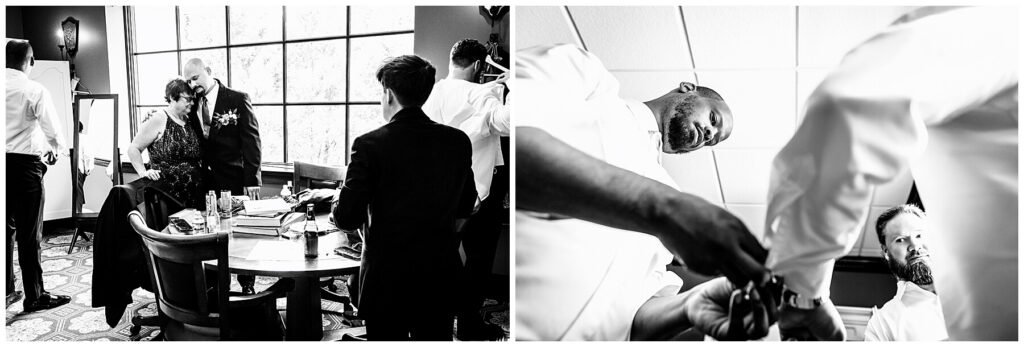 Groom getting prepared at Bradford Estate