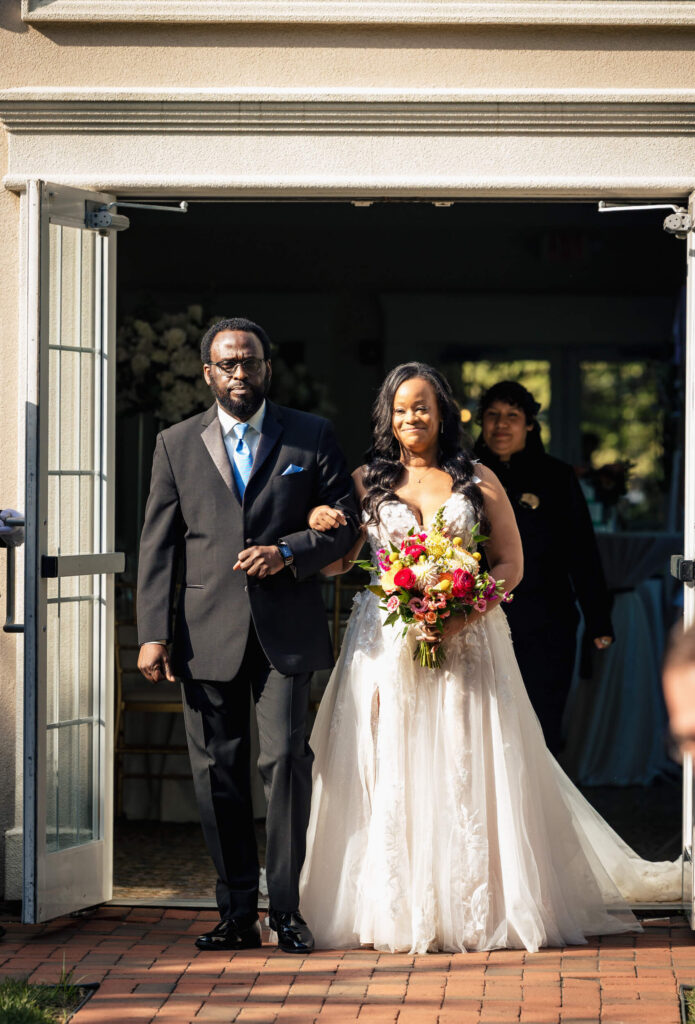 Father walking daughter down the aisle at Bradford Estate