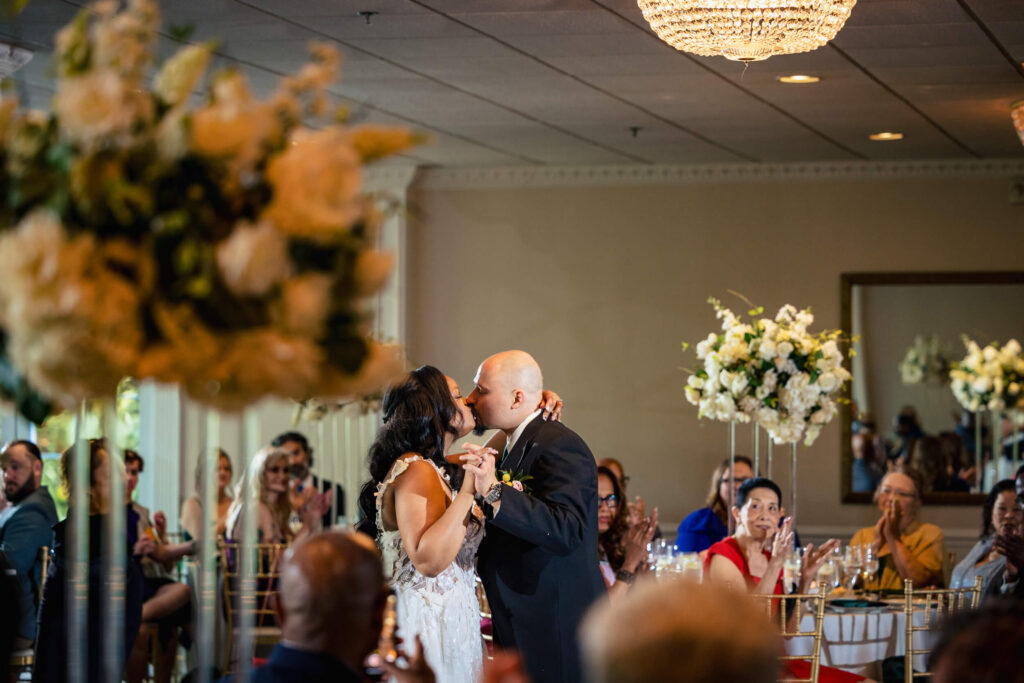 Bradford Estate Photo of Wedding couple slow dancing and kissing 