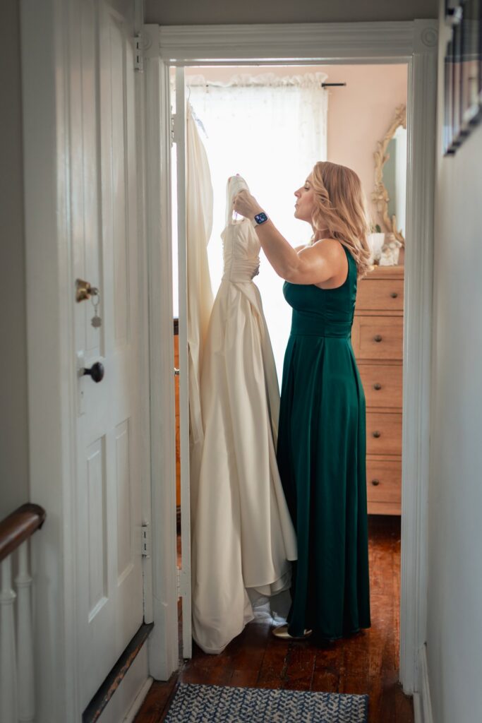 Bride getting ready at home