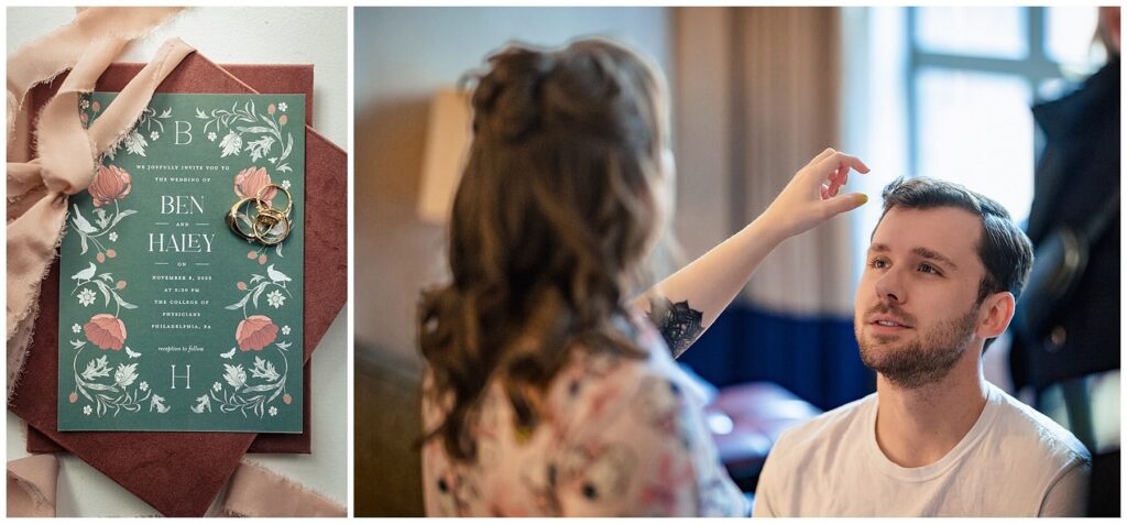 Groom getting ready at Kimpton Hotel