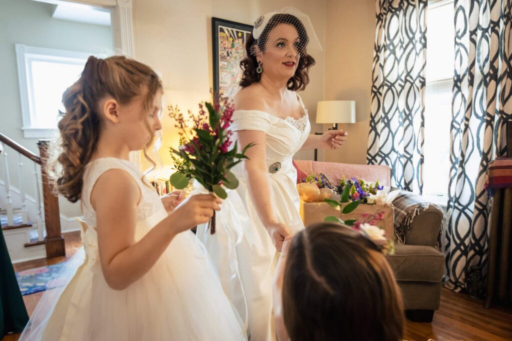 Bride getting ready at home