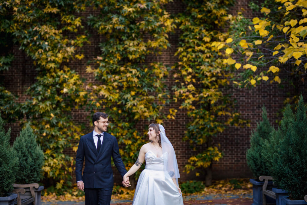 Couple walking around Philadelphia College of Physicians