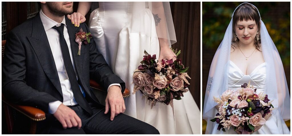 Couple and solo shot of bride at Philadelphia College of Physicians