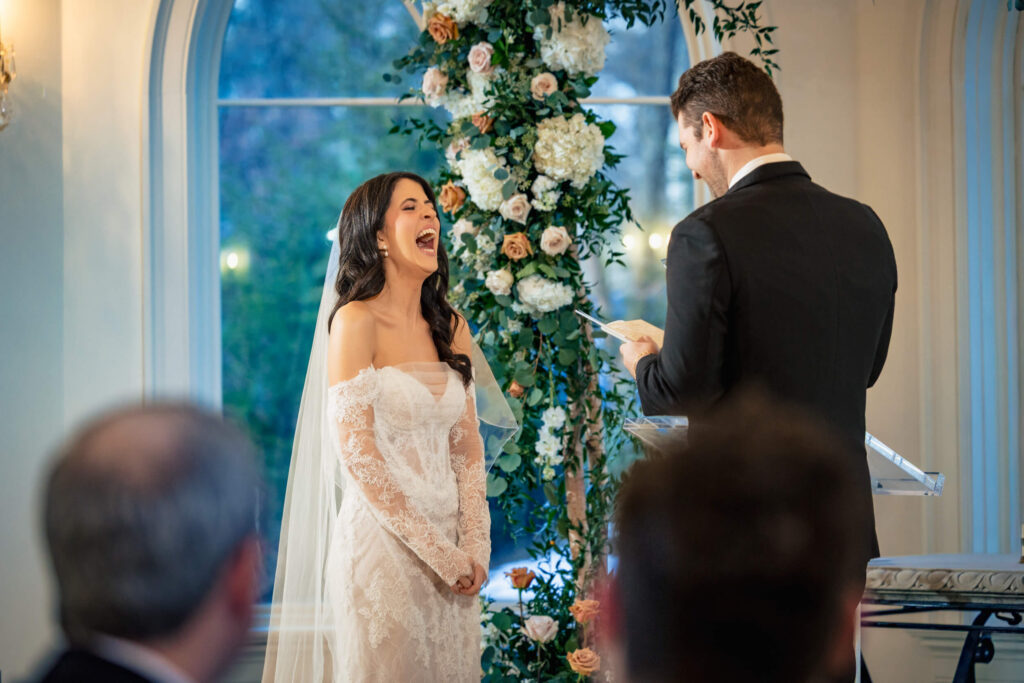 Groom saying vows to bride at Nanina's In The Park