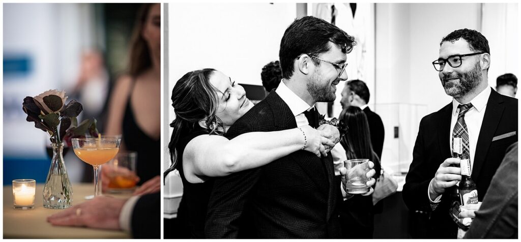 Wedding guests talking at Philadelphia College of Physicians