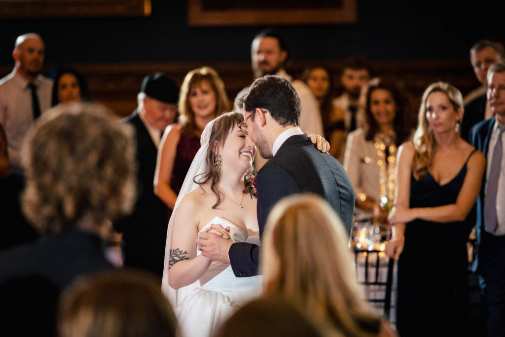Couple having first dance at their Mitchell Hall Wedding