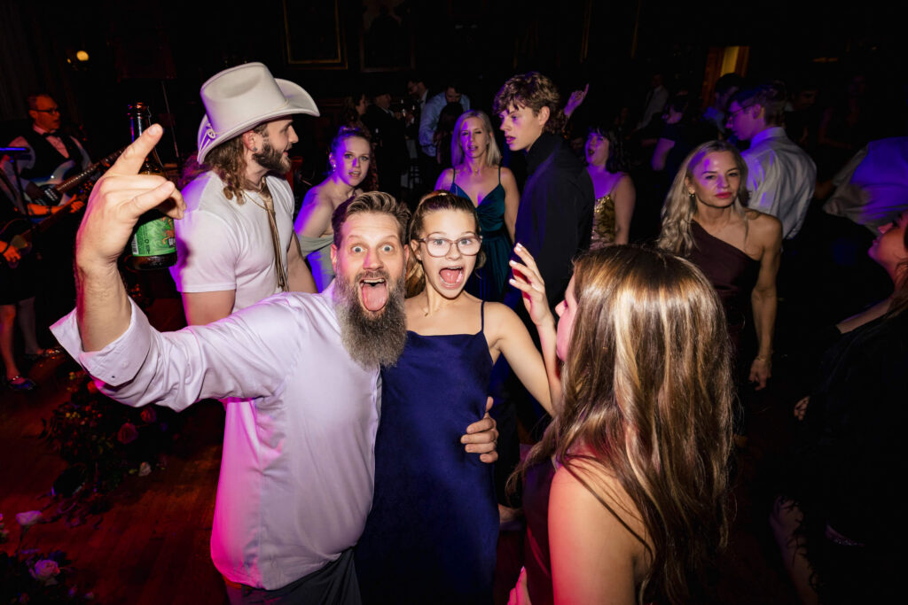 Father and Daughter partying at wedding at Philadelphia College of Physicians